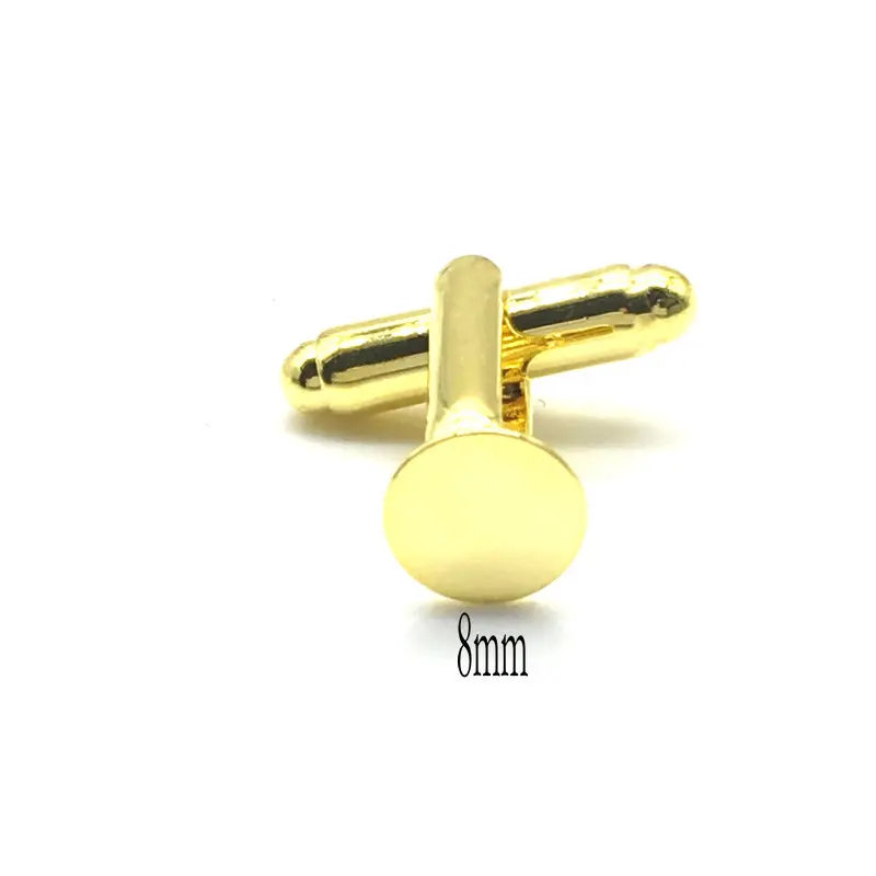 8mm Gold Зажим для галстука, распродажа,, 20 шт, модный круглый металлический запонки, запонки на спине, запонки на спине, заготовки на пластине Cfflink - Окраска металла: 8mm Gold