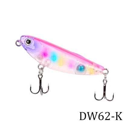 DW62 K TSURINOYA DW62 5,0 см/5 г мини Topwater приманка для рыбалки Карандаш Твердые Приманки рыболовные приманки маленькие карандашные приманки - Цвет: DW62 K