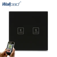 best quality wifi remote switch wallpad black glass 110 250v led app wireless 2 gang wifi app electric touch hotel light switch