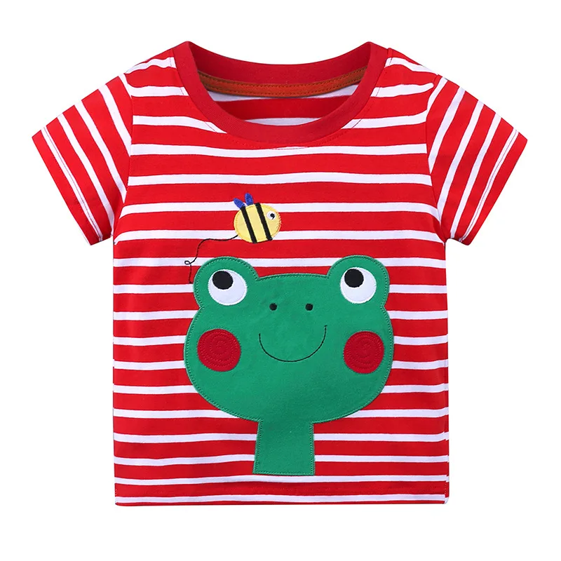 

Kids Tshirt for Boys Girls Cartoon Stripe Baby Print Summer Tops Tees T-shirts Short Sleeves 2-8 Years Infant Toddler Clothes