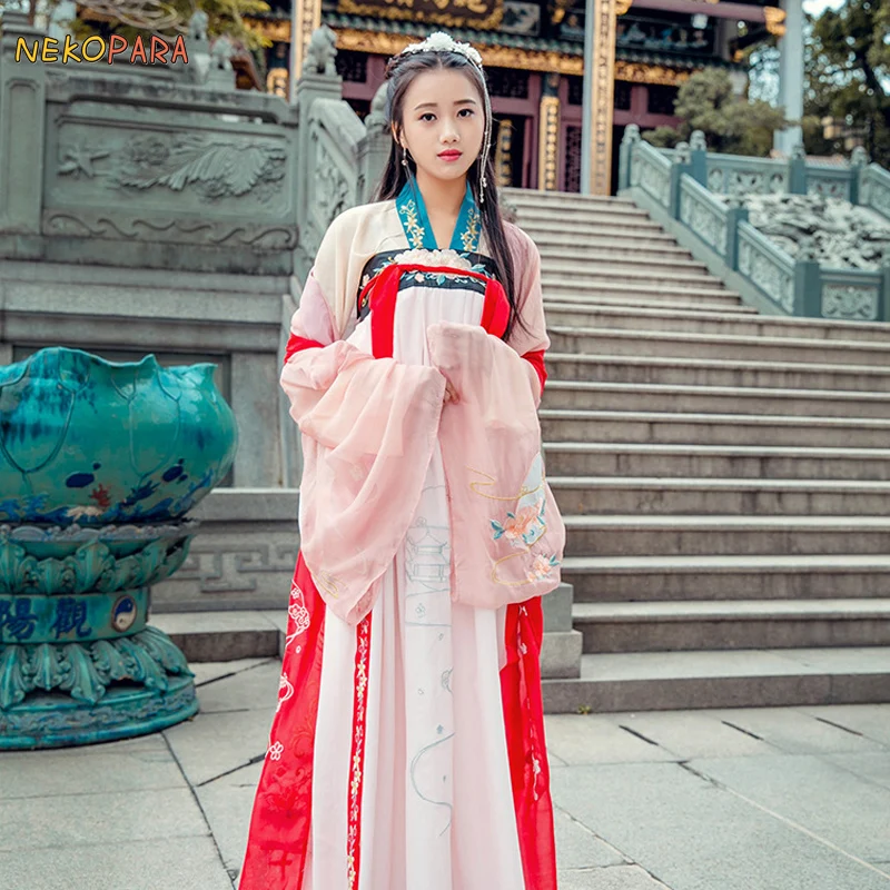 Set Perfect Conjugal Bliss-Elegant Woman's Hanfu Chinese Tradition Style Chiffon Vintage Gorgerous Dress 4Pcs Set Fairy Kei - Цвет: Set