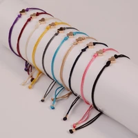 10color copper heart wish bracelet handmade jewelry multicolor rope adjustable string lucky bracelet for women children