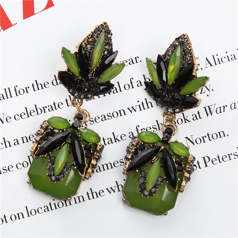 Женские серьги Ltumbe большие геометрические золотого цвета с блестящими