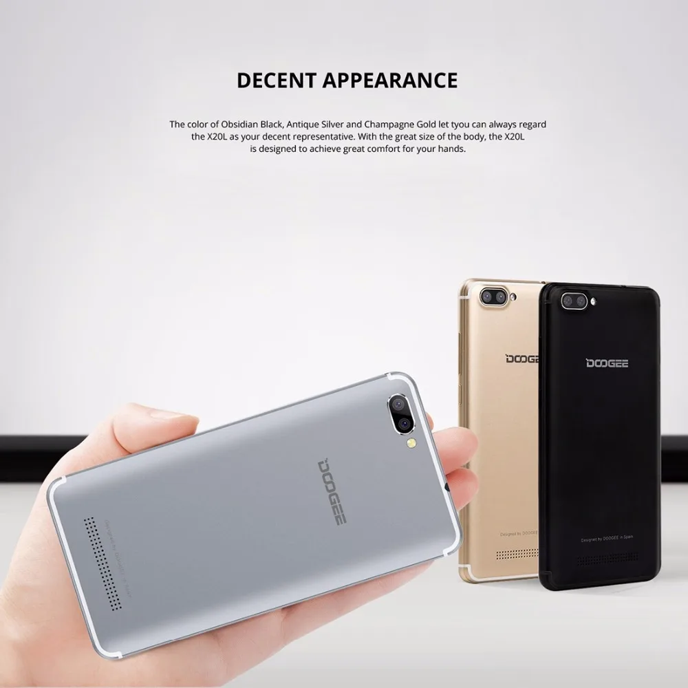DOOGEE X20 5 0 ''смартфон Оперативная память 2 ГБ Встроенная 16 Android 7 MT6580 4 ядра сзади