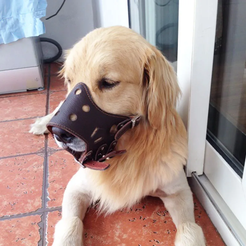 Кожаная тренировочная маска для собак JFZT01 гибкая не лает кусает с гибкими