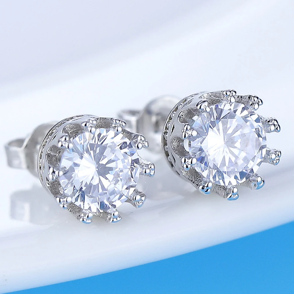 2019 New Fashion Women Silver Plated Cubic Zirconia Crystal Ear Studs Earrings Piercing Statement Lady Jewelry Wholesale | Украшения и