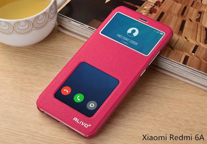 Xiaomi redmi 6A case Business View Window PU Leather Case For mi a2 lite Flip Stand Cover ALIVO Brand #04011 |
