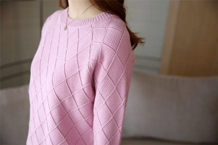 

Autumn and winter new solid color wild sweater bottoming shirt women's loose long-sleeved round neck pullover sweater 2021