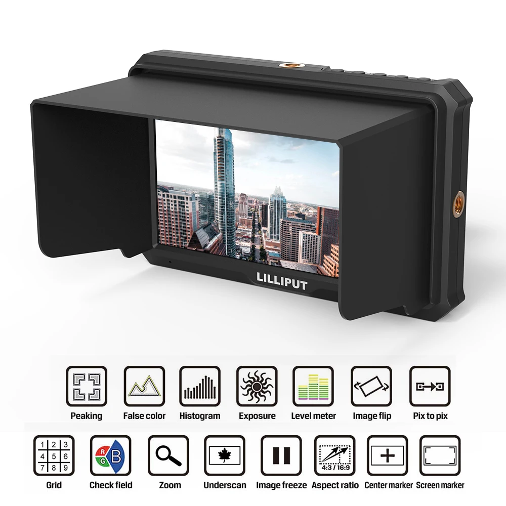 Монитор LILLIPUT A5 5 дюймов IPS для видеокамеры 4K Full HD и DSLR с высоким разрешением 1920x1080