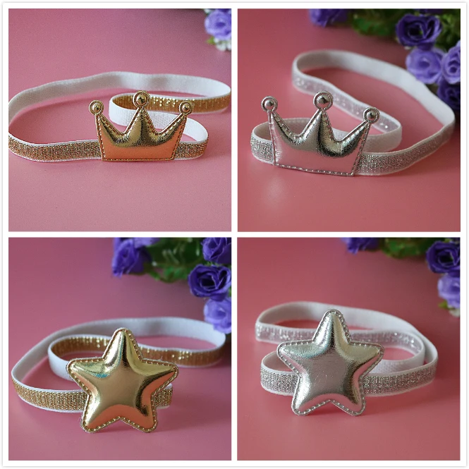 1 шт. золотистая/Серебристая блестящая корона со звездами Детские аксессуары для