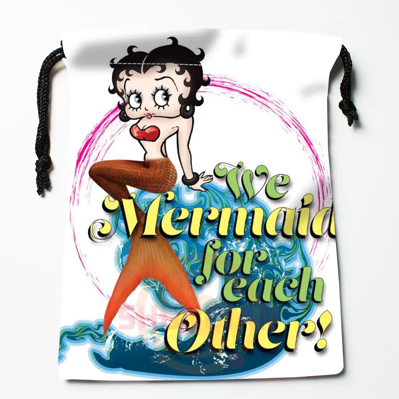 Новая сумка для хранения с принтом Betty Boop, 27x35 см, сатиновые сумки со шнурками, компрессионные сумки, индивидуальные подарки для вашего образа - Цвет: 17