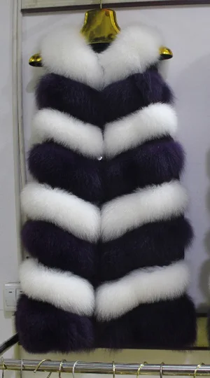 purple and white Linhaoshengyue зимняя жилетка с лисьим мехом, цветная жилетка с лисьим мехом - Цвет: purple and white