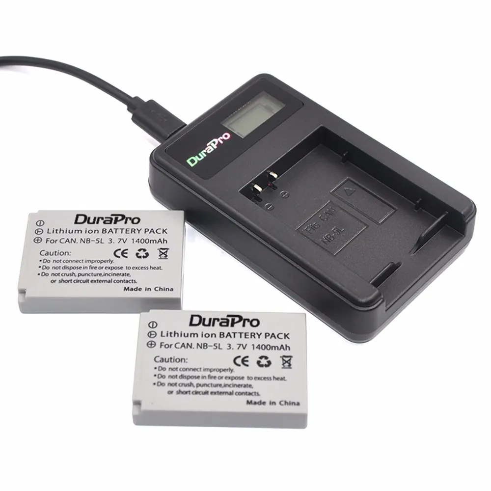 2 шт. DuraPro NB-5L NB 5L NB5L Перезаряжаемые Камера Батарея+ ЖК-дисплей USB Зарядное устройство для Canon 900 Ti SD790 является SD950 SD900 SD990 Z1 SX230