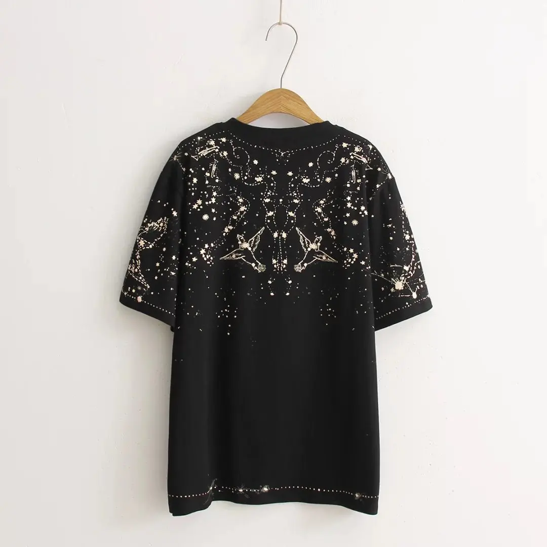 2017 new summer sky and the wind all-match T-shirt printing head neck female set thin coat | Женская одежда