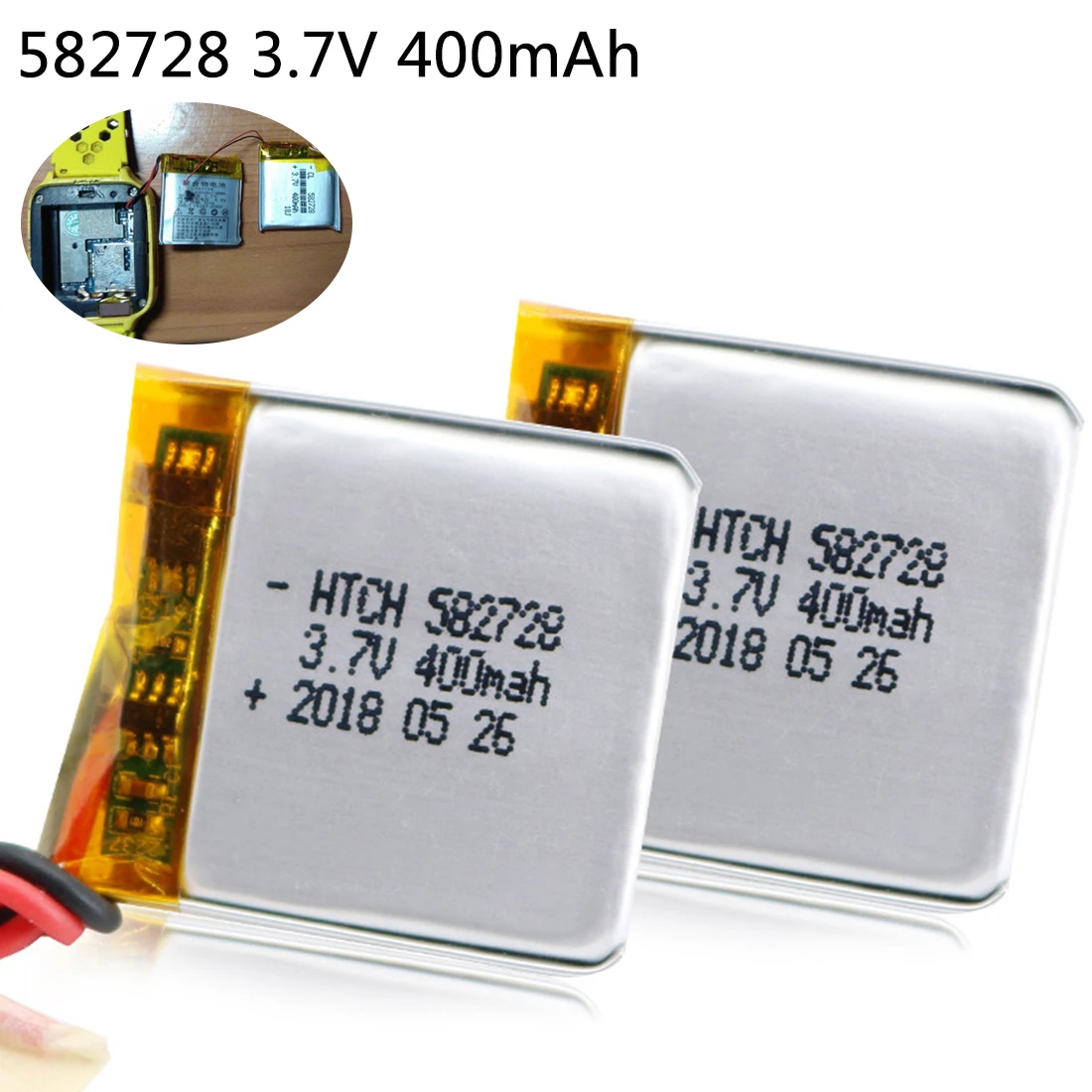 Перезаряжаемый литий-полимерный аккумулятор 3,7 V 400mAh 582728 для Q50 G700S K92 G36 Y3 Детские умные часы MP3 Bluetooth гарнитура