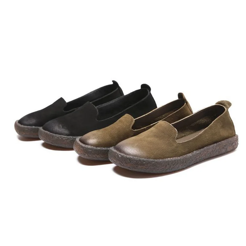 Женские винтажные туфли YAERNI из натуральной воловьей кожи Осенняя обувь на