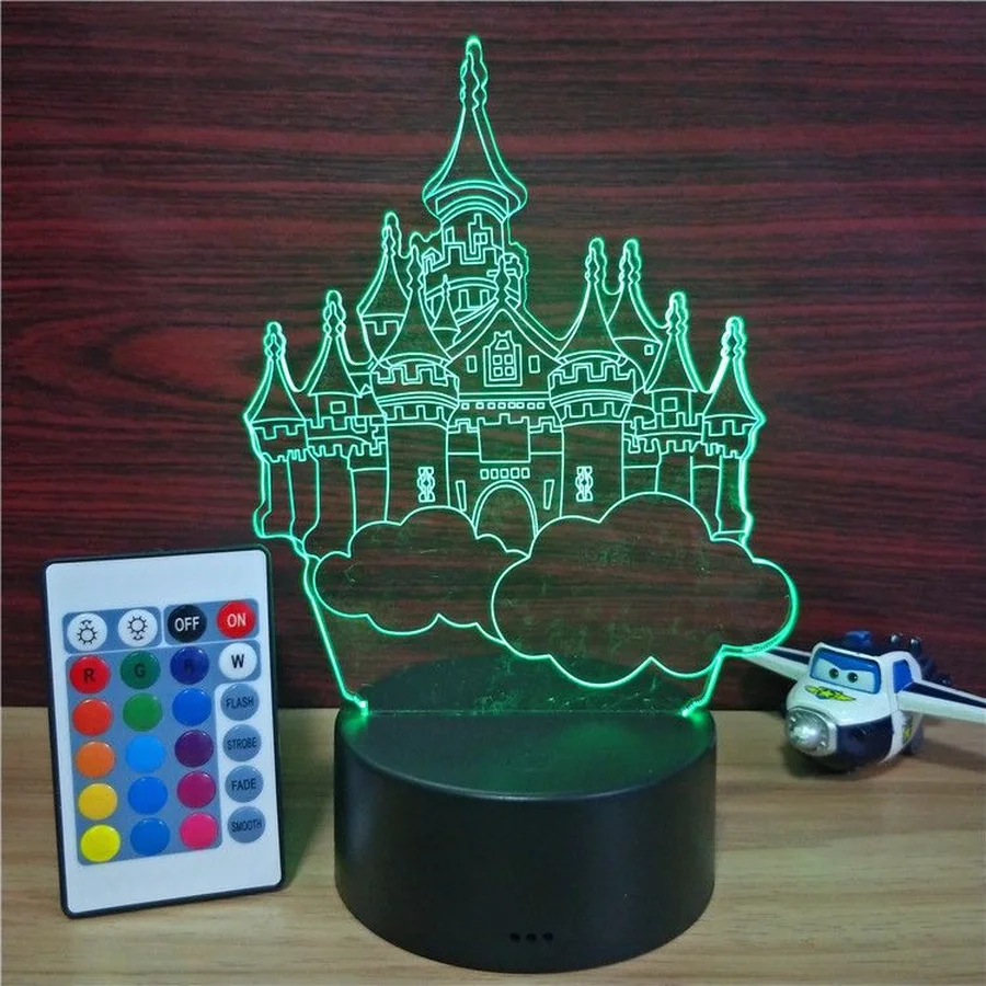 Настольный 3D светильник Sky City цветная акриловая лампа с сенсорным управлением и