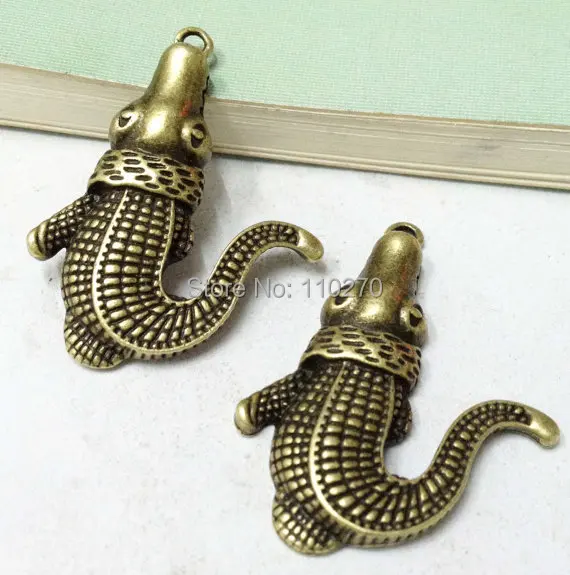 8 шт. античная бронзовая большой крокодил шарм подвески 33 x 42 мм F403 2|pendant heart|pendant