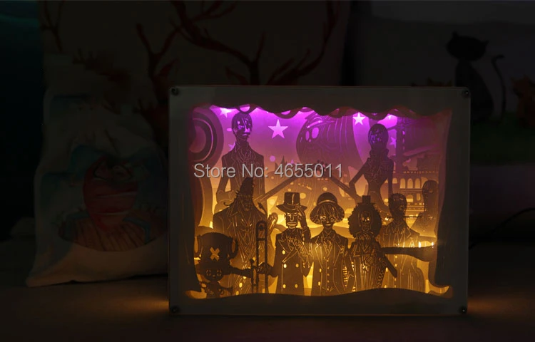 S. orange 3D аниме одна деталь настольная лампа Luminaria светодиодный кристалл фоторамка ночные огни тени резьба бумага DIY освещение подарки