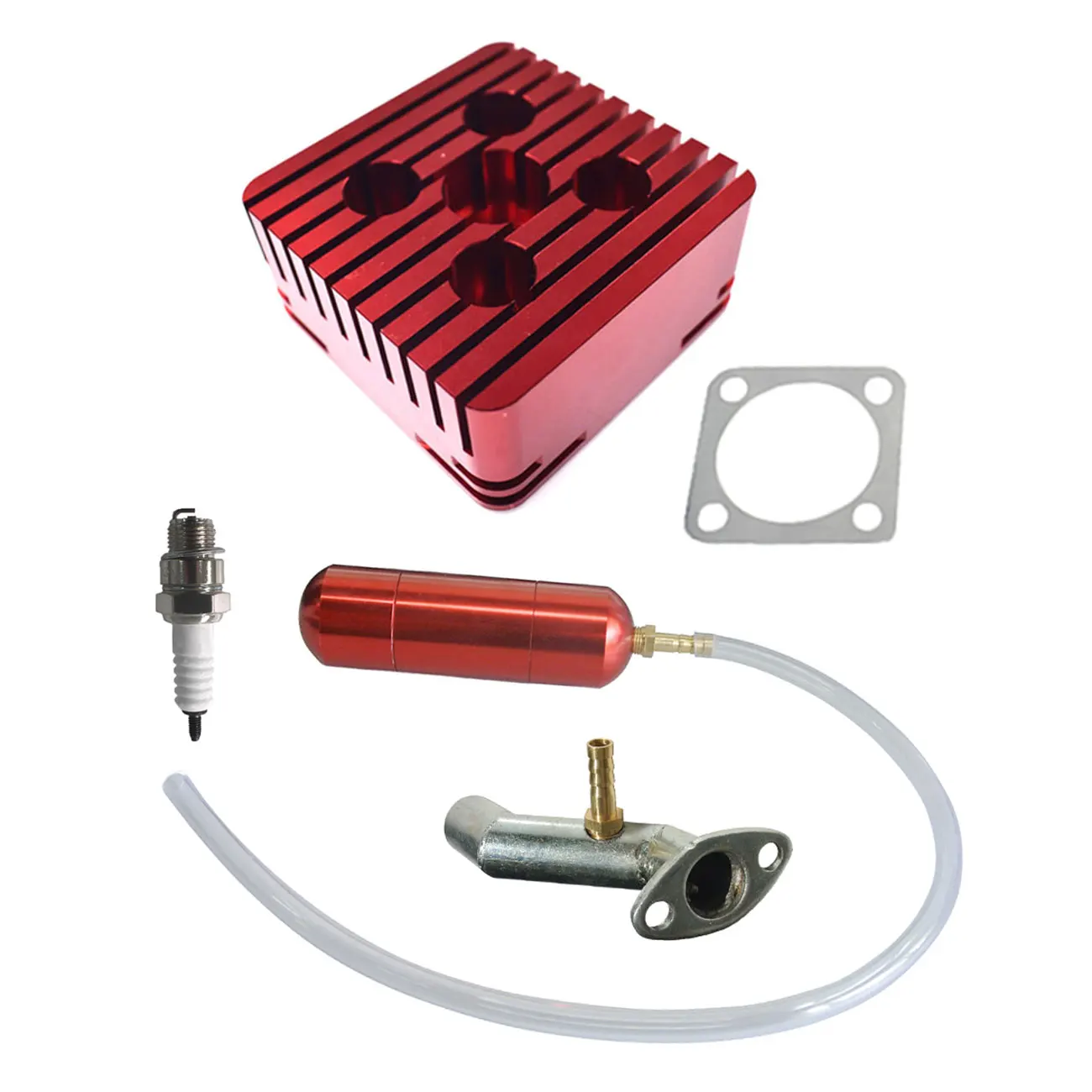 

CNC Red Square Cylinder Head Power Boost Bottle For 80cc Engine Motorized Bike