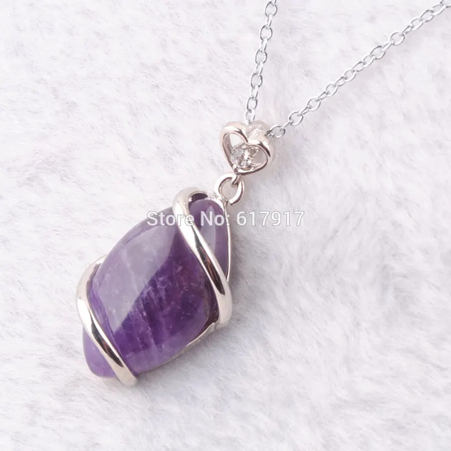Pendant Chain RONGZUAN натуральный розовый кварц авантюрин кристаллы аметиста тигры глаз Лазурит Камень бисера ожерелье и кулон ювелирные изделия TBN322 - Окраска металла: Pendant Chain