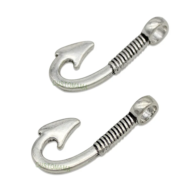 50 шт. Античная тибетская серебристая рыба Подвески 30х15 мм|fish hook charm pendant|charm