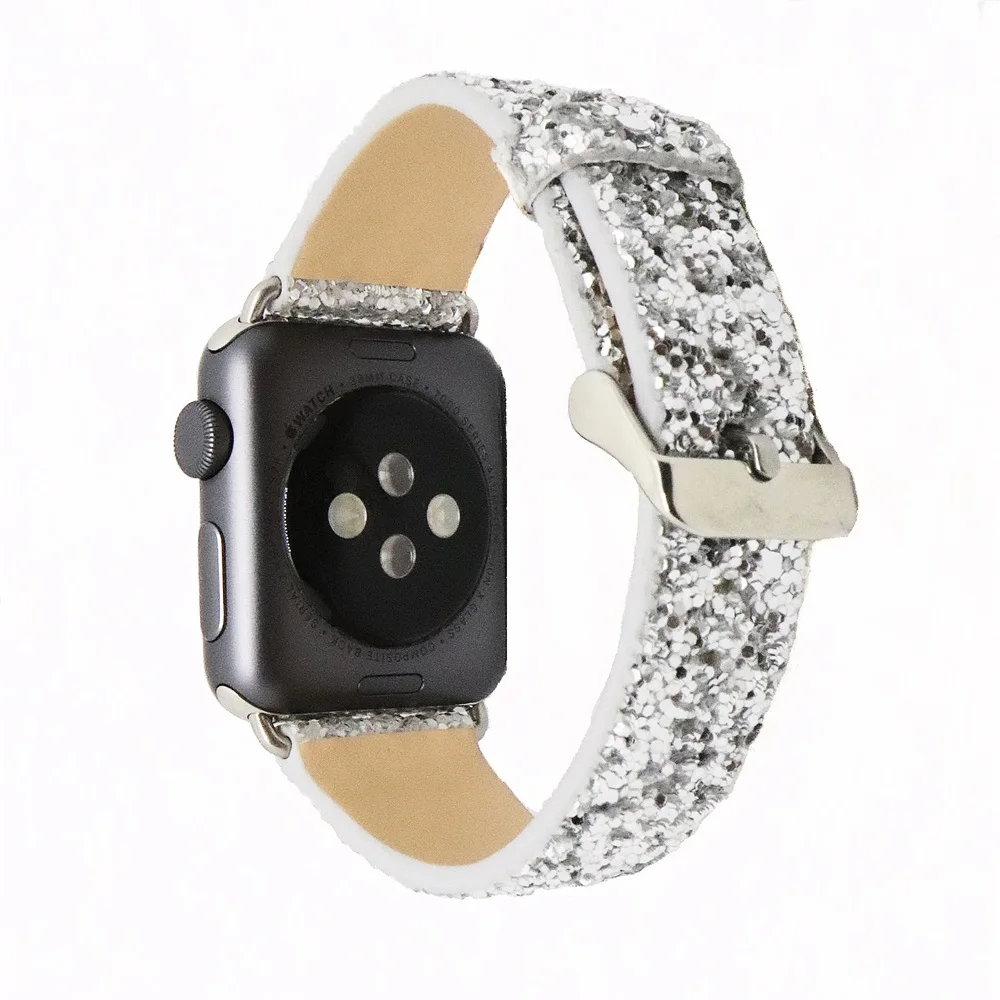 Для ремешки для часов iwatch 38 мм 42 кожаный ремешок Ремешок Замена W серебряная