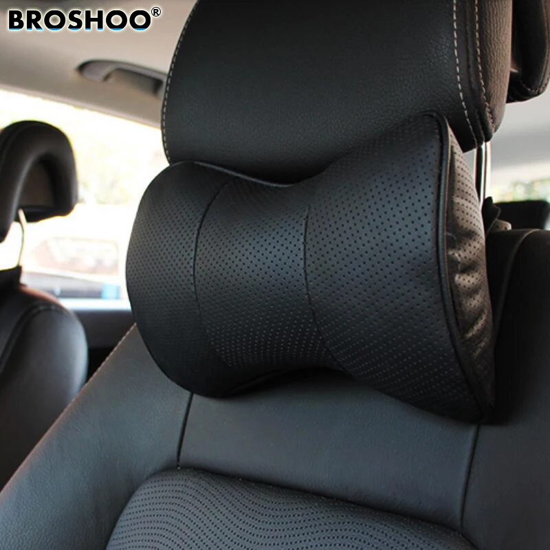BROSHOO Автомобильная подушка для шеи, автомобильное сиденье, подголовник, натуральная кожа, подушка для отдыха, подголовник, подушка для автомобиля, аксессуары для укладки, 1 пара