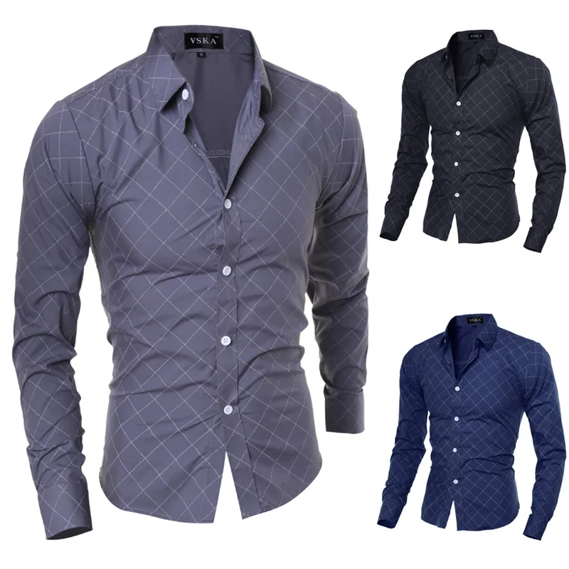 

2015 New Brand Formal Geometric Plaid Red Fashion Mens Dress Shirts Long sleeve Slim Fit Casual Social Camisas Masculinas M-XXL2
