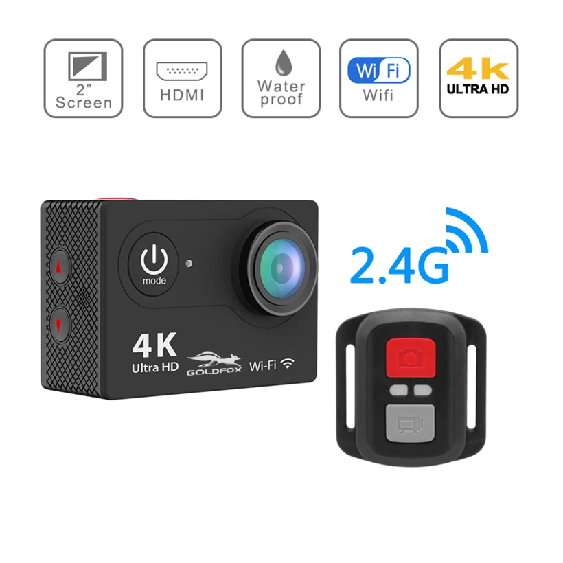 H9R Экшн-камера 4K 25FPS wifi 2," ЖК-экран мини-шлем Водонепроницаемая Спортивная DV камера с дистанционным управлением