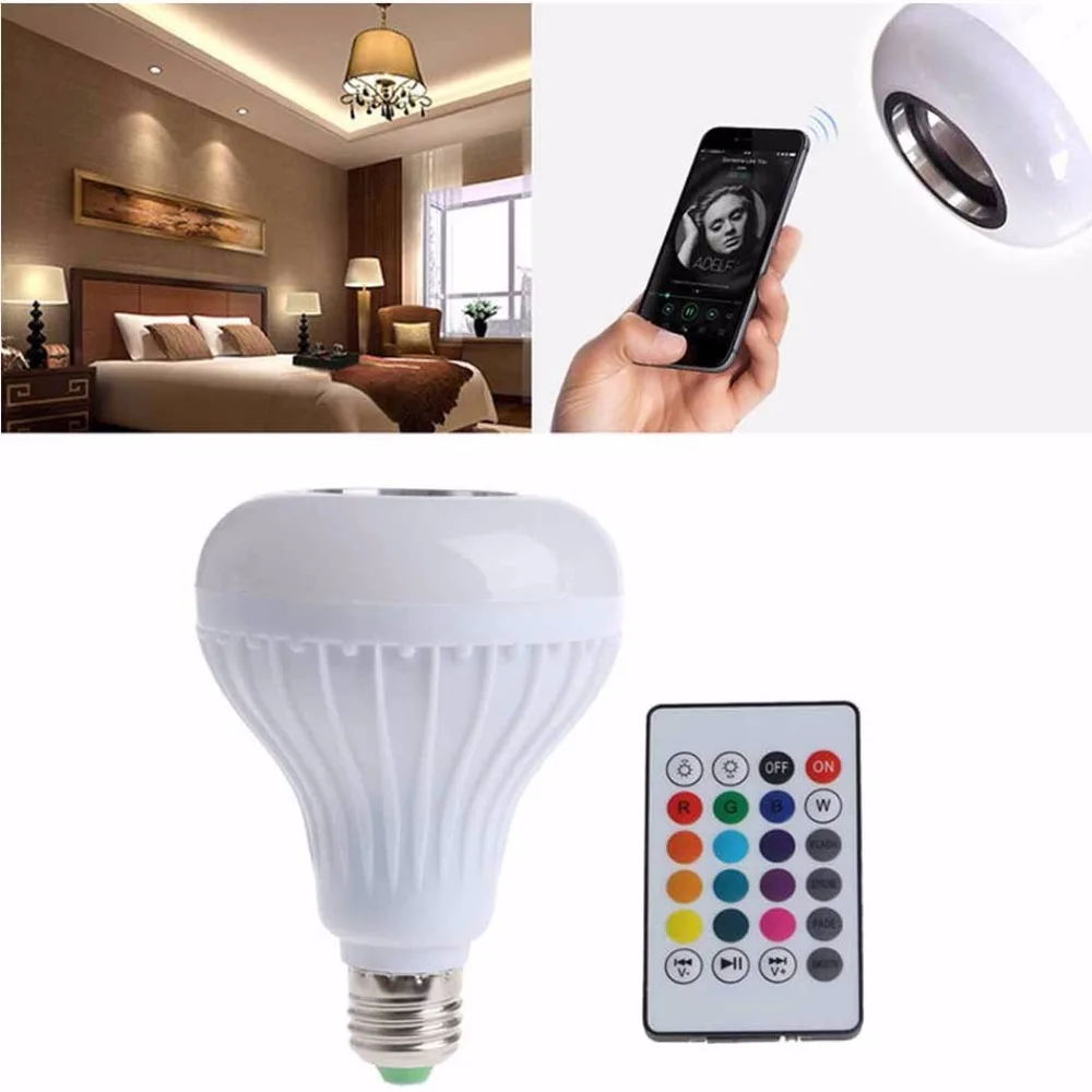 Светодиодный RGB Цвет лампочка E27 Bluetooth Управление умный музыкальный аудио изменения Цвет светодиодный лампы