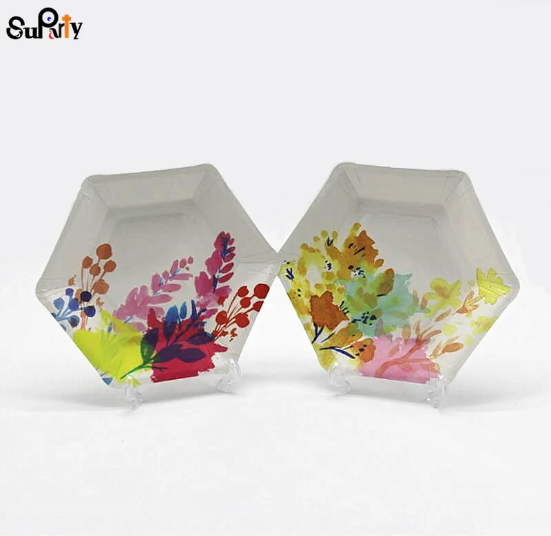 120pcs Flower Paper Plates Anniversary Tableware Party Supplies for Birthday Wedding Engagement Bridal Baby Shower oh | Дом и сад