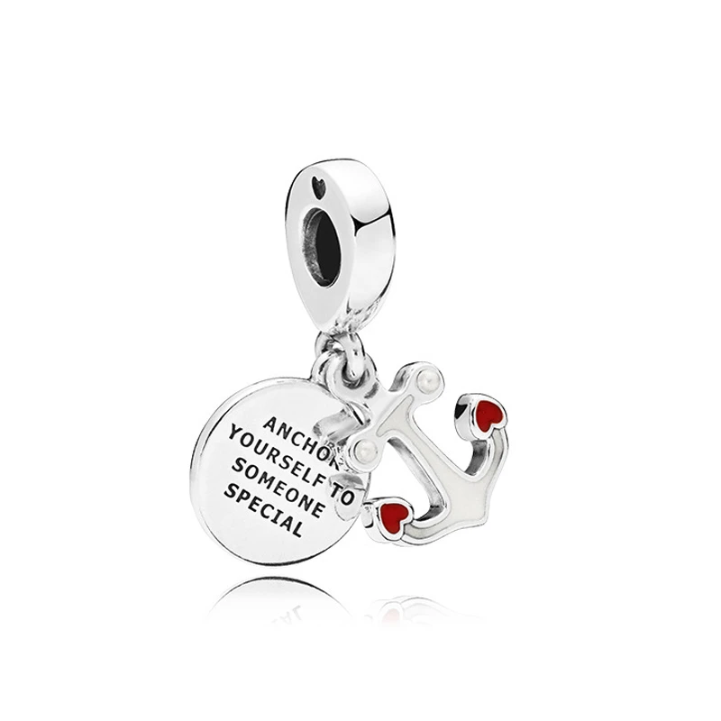 Anchor of Love Новинка, оригинальные посеребренные очаровательные браслеты Pandora, сделай сам, ключи любви, чайный горшок, Висячие Подвески, бусины для женщин, сделай сам, ювелирное изделие - Цвет: Anchor of Love