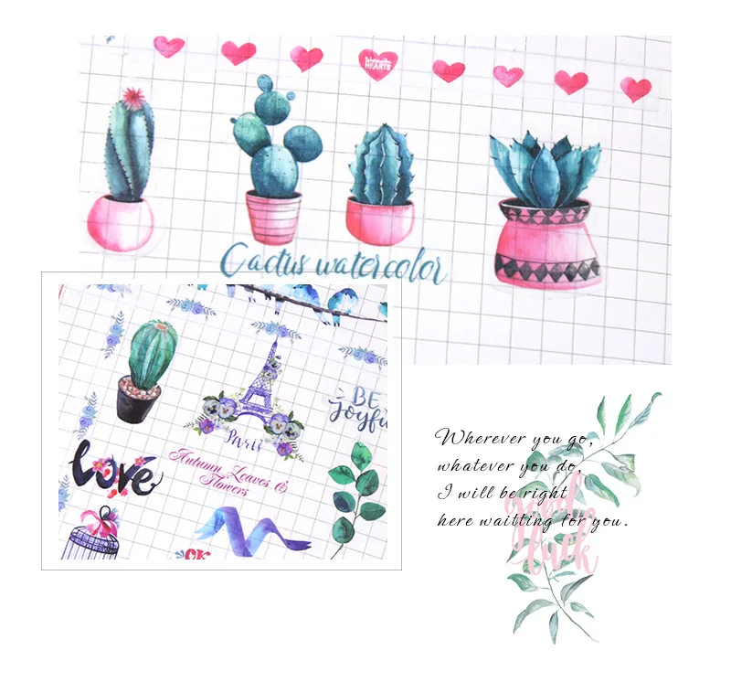 6 листов/упаковка Kawaii канцелярские наклейки милые наклейки С КАКТУСОМ милые бумажные наклейки для детей DIY дневник в стиле Скрапбукинг фото