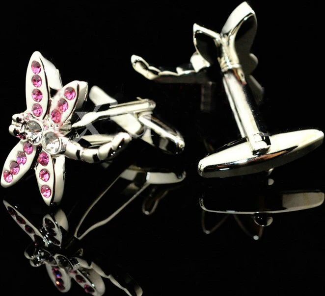 Игаме стрекоза запонки 2 цвета вариант кристалл дизайн качество медный материал