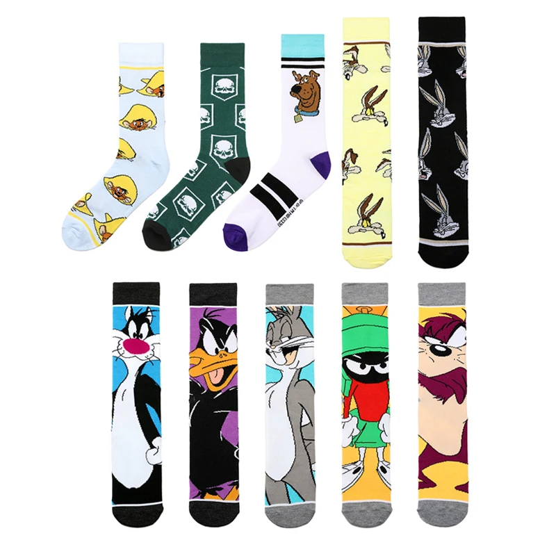 Cartoon Rabbit Sock Casual Hip Hop Creative Soft Comfortable Funny Novelty Black Yellow Men Cotton Calcetines Hombre Divertido