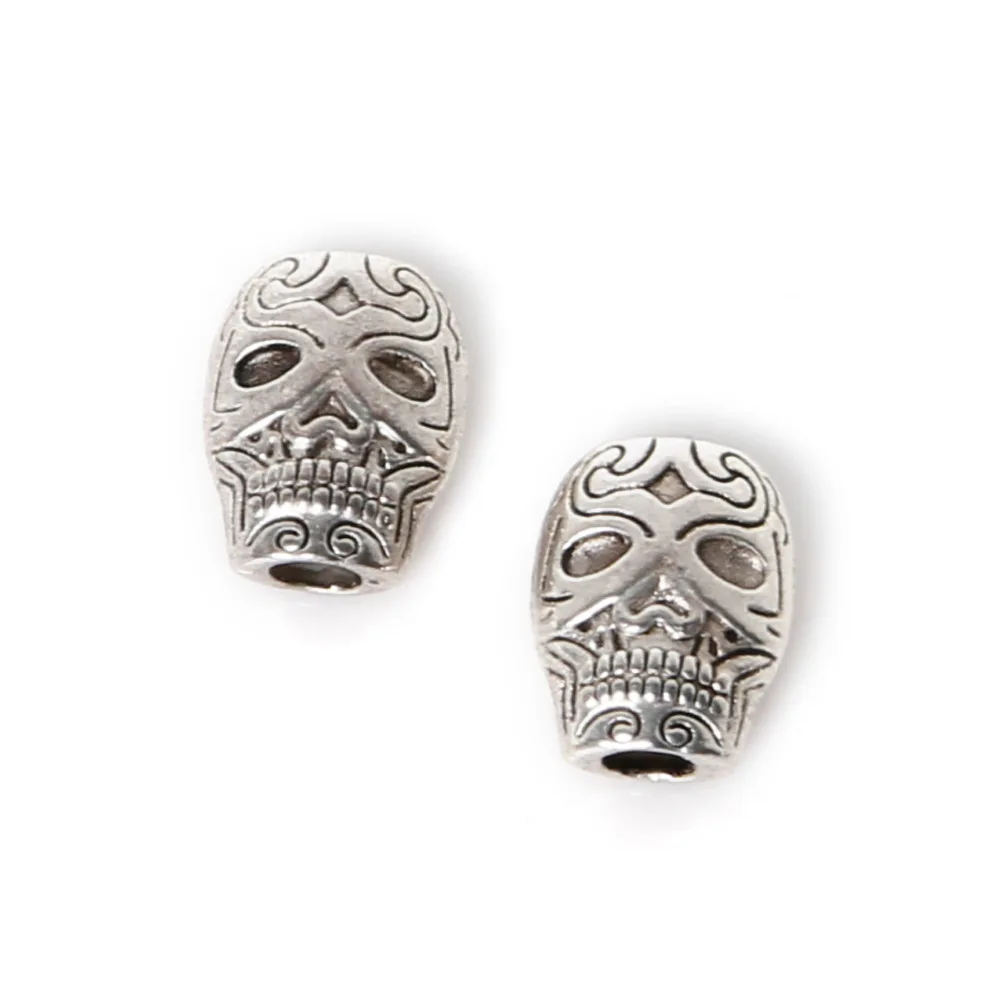 Высокое качество 8X10mm 7X10mm 11 шт череп бусины Подвески кулон покрытый серебром