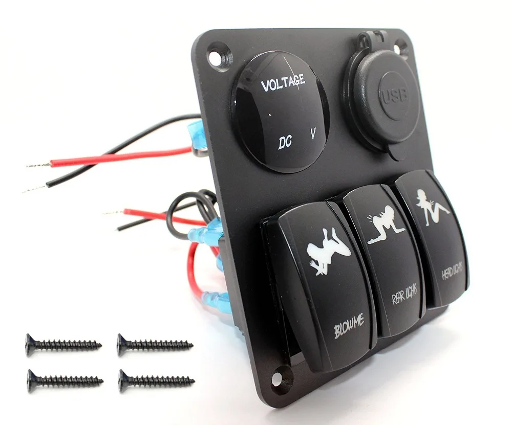 Водонепроницаемая трехклавишная панель переключателя + 12 В светодиодный