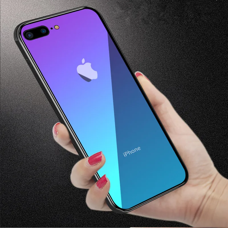 SPCASE закаленное Стекло чехол для телефона iPhone X 6 г плюс S 7 8 Цвет постепенное