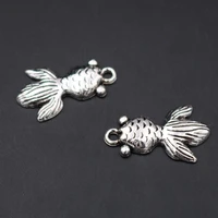 wkoud 10pcs silver color fish pendant ornamental fish charms goldfish charm diy metal jewelry accessories 2515mm a347