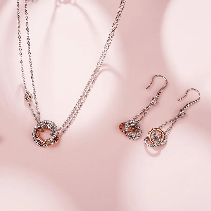 Женский ювелирный комплект из колье и серёг серебра 925 пробы|earrings necklace jewelry set|earrings