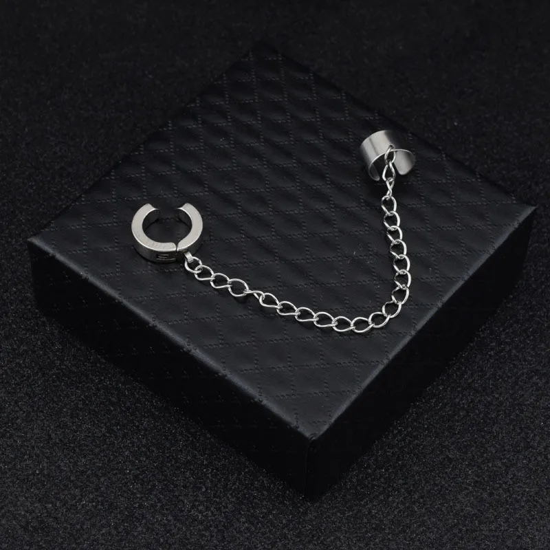 

1pcs Earrings with Double Chain Ear Clip Without Ear Hole Personality Fashion Jewelry Ear Nails Ear Bone Earrings for Men Women