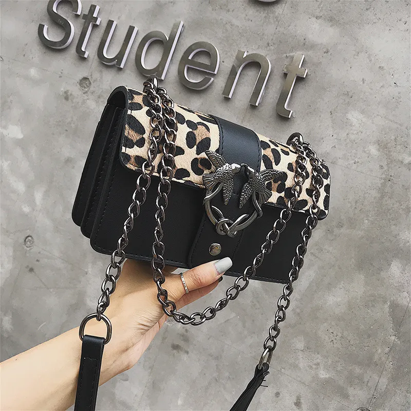 Ladies bag 2019 autumn and winter new leopard chain small square fashion shoulder Messenger | Багаж и сумки