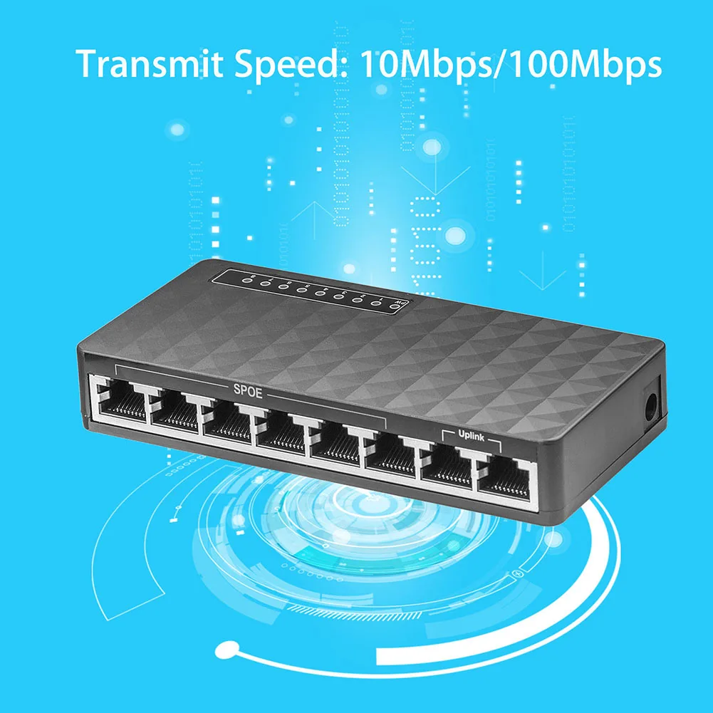 10/100 Мбит/с 8-портовый Быстрый Ethernet LAN Настольный RJ45 сетевой коммутатор