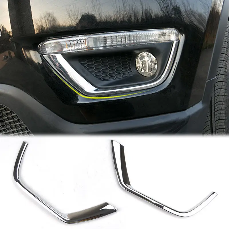 Для Jeep Compass 2017-2018 Хром Передняя противотуманная фара полоски для век крышка