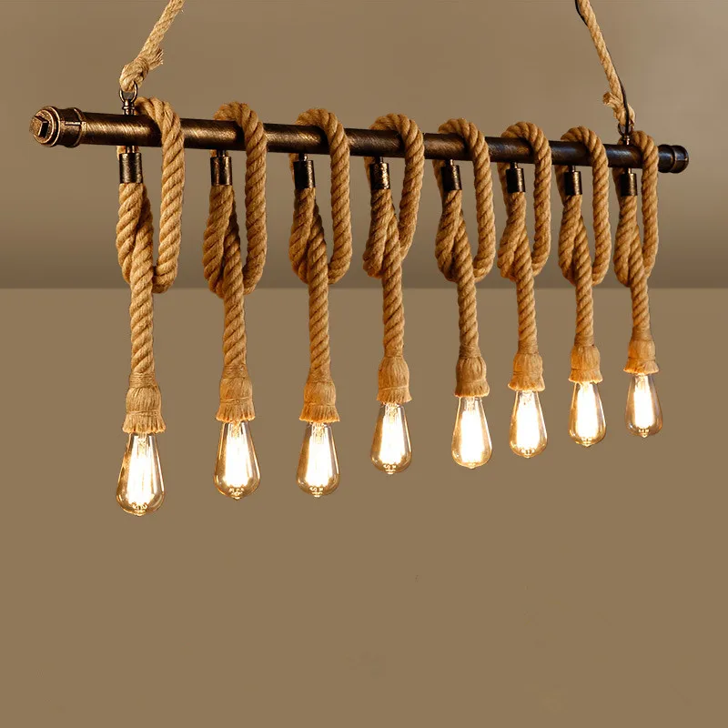 Hemp rope pendant light vintage personality oft bar table water pipe decoration lamp | Лампы и освещение