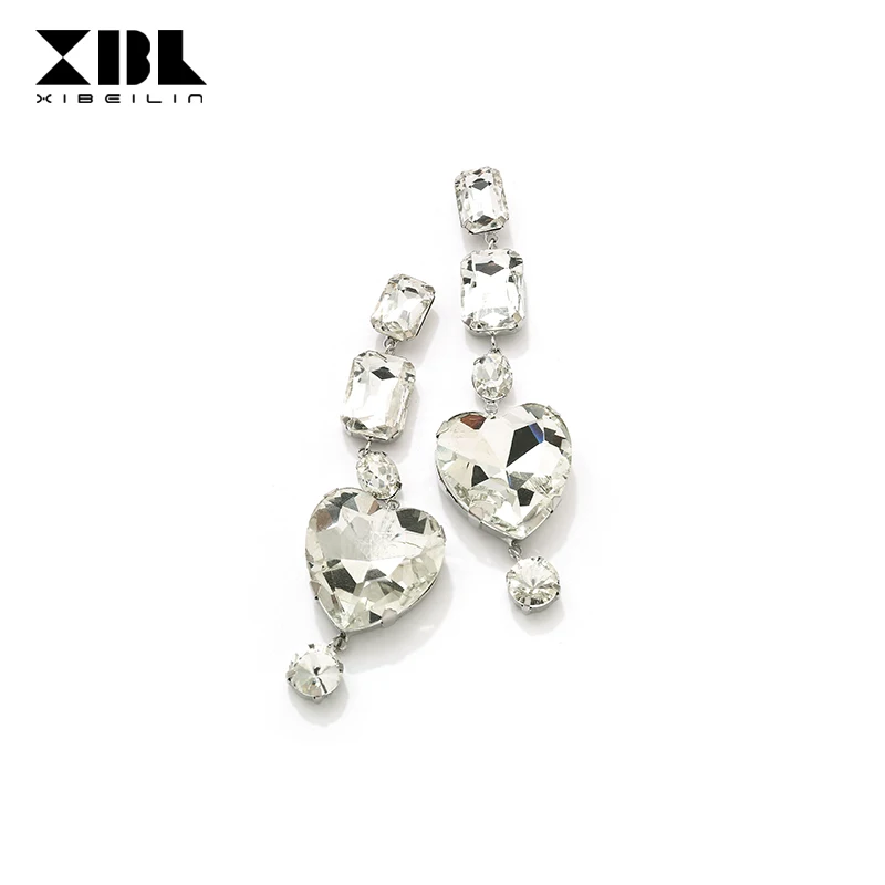 2019 Fashion Luxury Rhinestone Earrings for Women Girls Temperament Long Glitter Heart Party Wedding Jewelry Gifts | Украшения и
