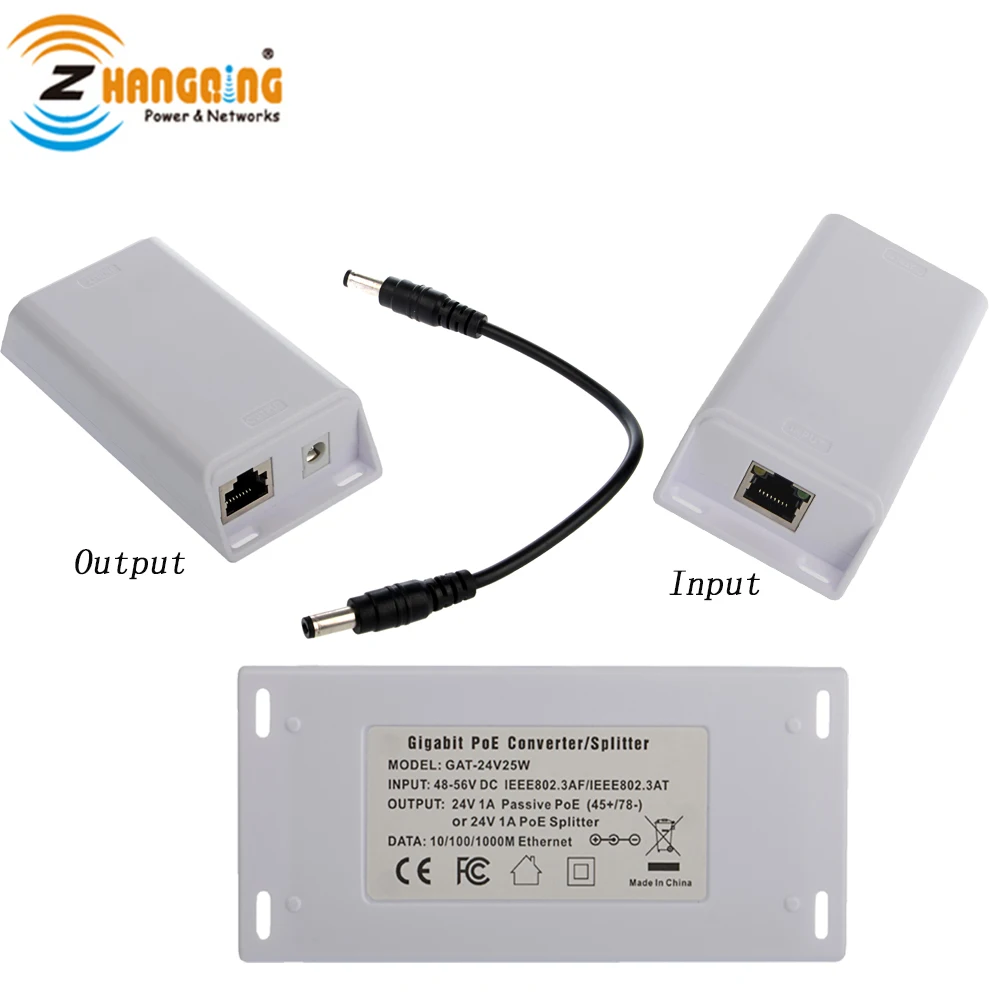 

24V 25W PoE Converter 48V to 24V Gigabit Active DC PoE Converter For 24V PoE Devices Such as 24V MikroTik Routerboard