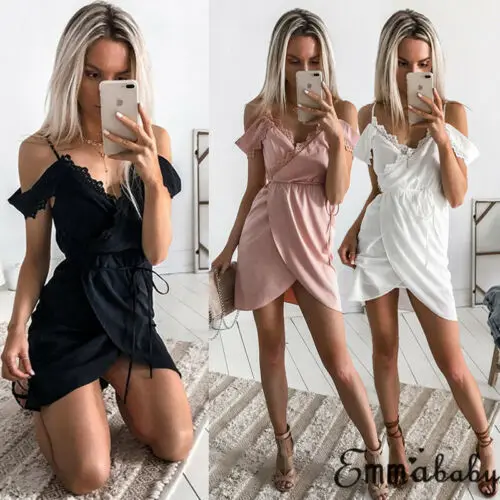 2019 Women arrival Summer Short Mini Dress Casual Sleeveless V Neck | Женская одежда