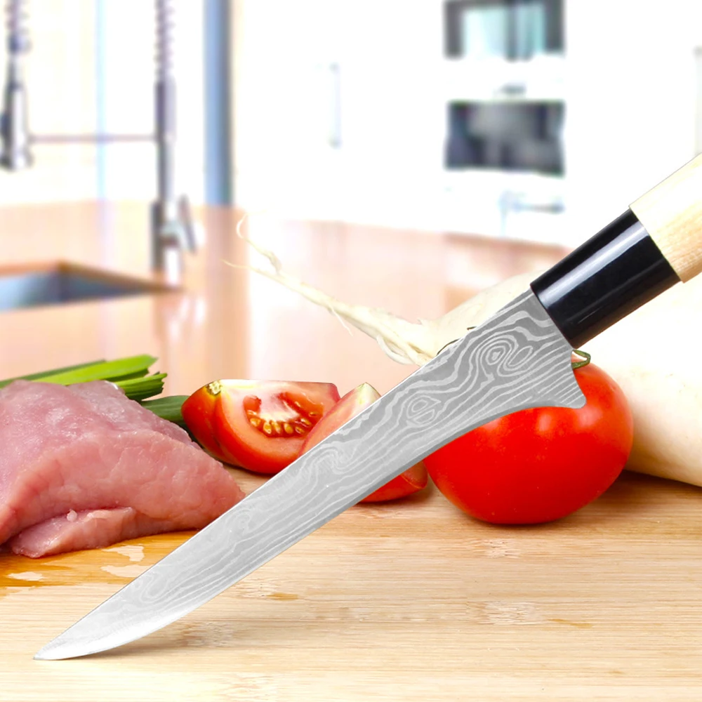 Японские кухонные ножи шеф-повара инструмент для резки мяса из дамасской стали с